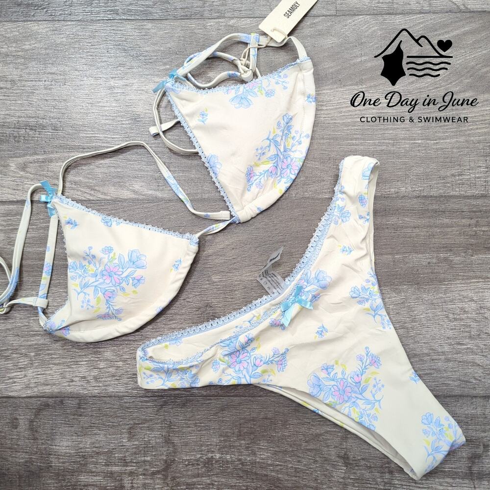 Seamoly Floral Cheeky Triangle Bikini Swimsuit Size S